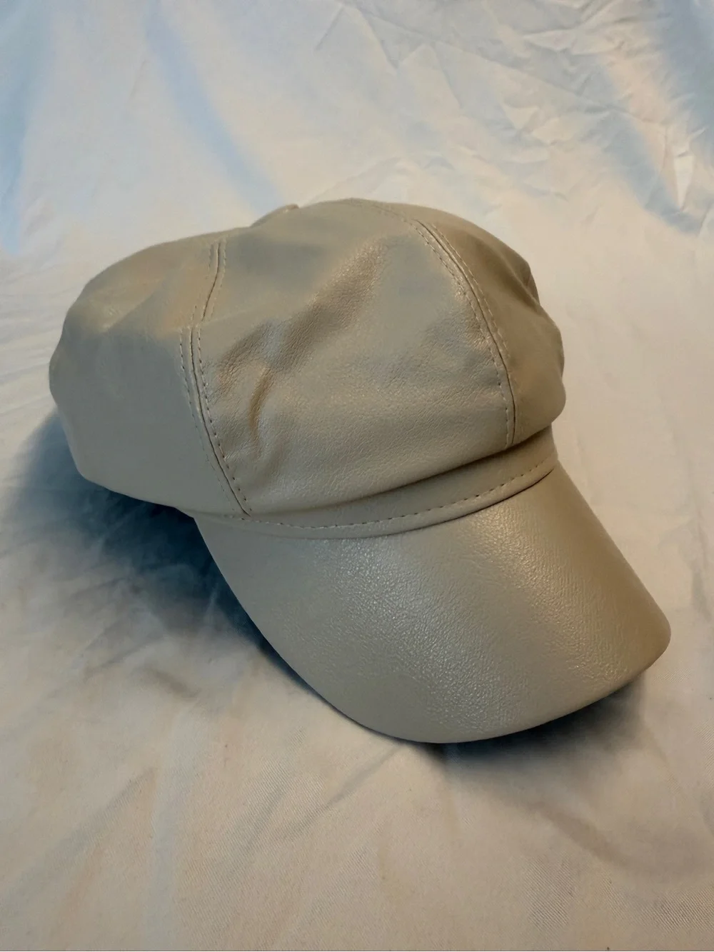 Vintage 1960’s Beige Faux Leather Newsboy Cap
